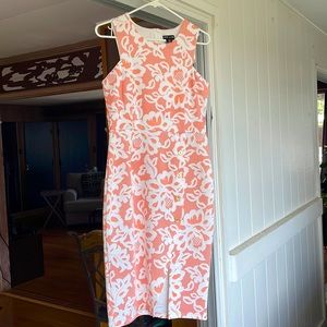 Sleeveless Coral and White Floral Sheath Dress -Kate and Lily